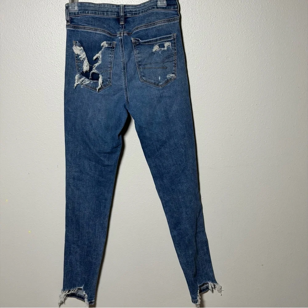 American Eagle Women‎ Hi-Rise Jegging Jeans Distressed Denim Blue Jeans size 6